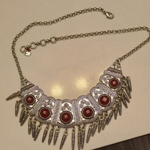 Lucky Brand Silver and Red Geometric Necklace